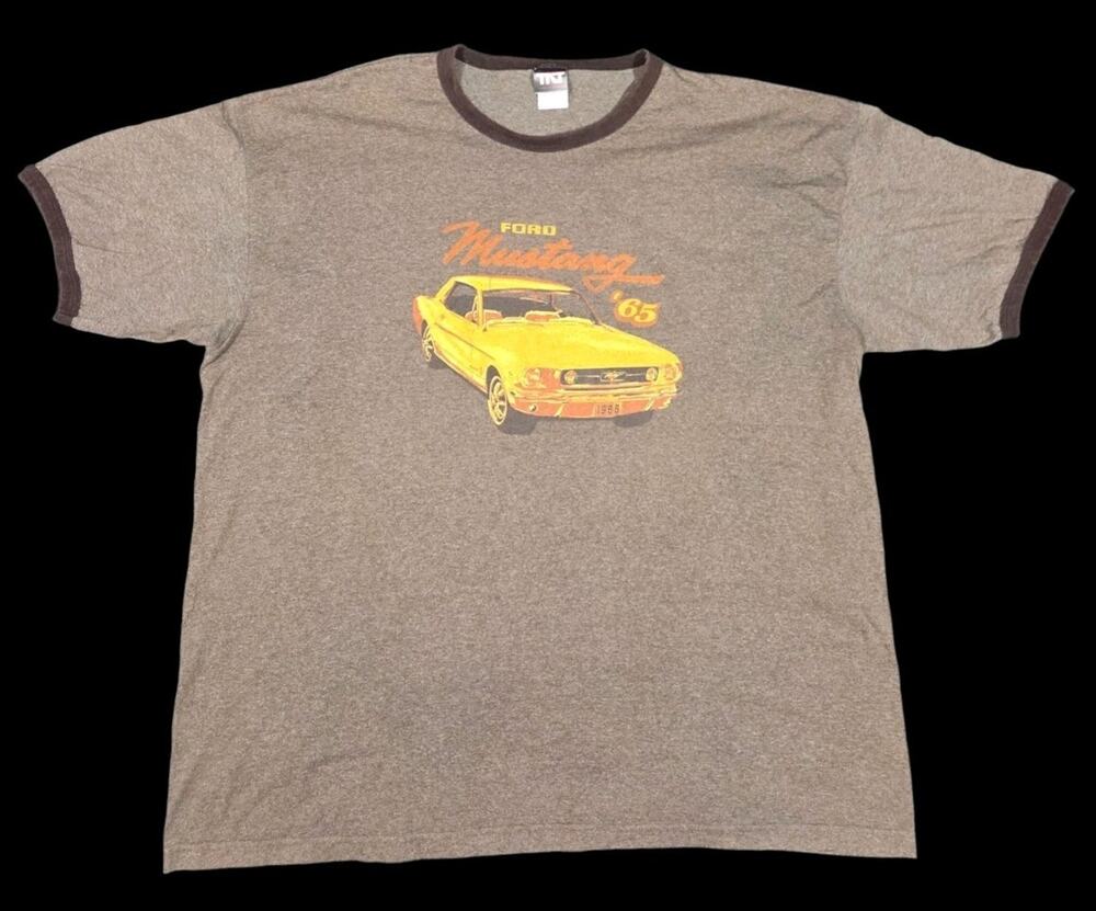 Vintage Ford Mustang Ringer T-Shirt Brown USA Streetwear Car TNT Unisex 90s Tee